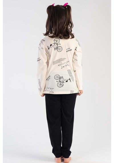 Kız Çocuk Uzun Kol Bej Pijama Takımı C3t0n3o118 001