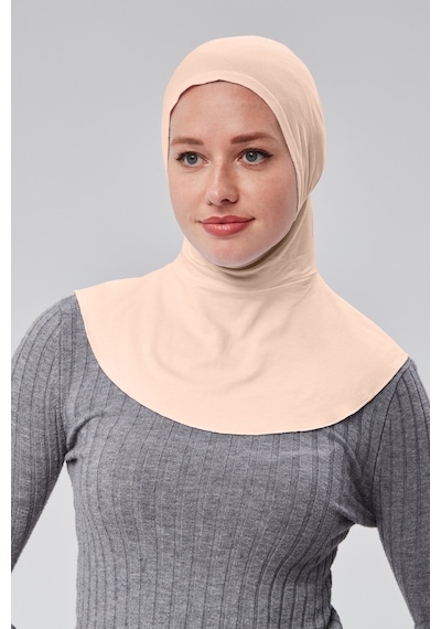 Sonbaharmoda Kadın Pratik Tesettür Sporcu Boyunluklu Hijab Geçmeli Bone Bej