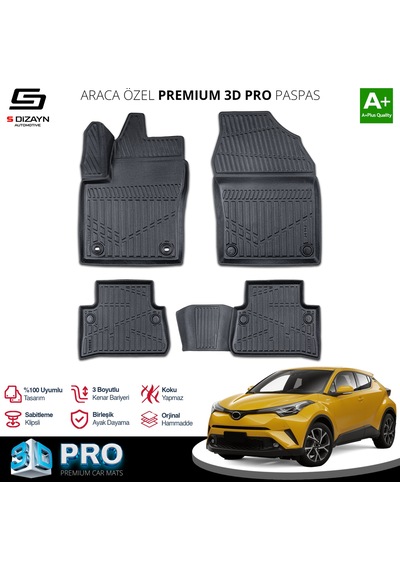 S-dizayn Toyota C-hr 3d Pro Havuzlu Paspas 2016-2023 A+ Kalite