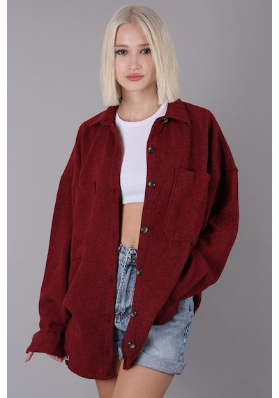 Madmext Kırmızı Oversize Gömlek Ceket Mg1562 Kırmızı