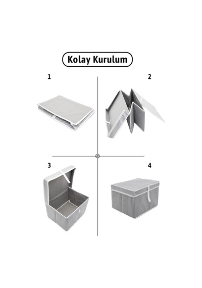 Kapaklı Mega 2'li Hurç 60x40x30 - Gri Gri