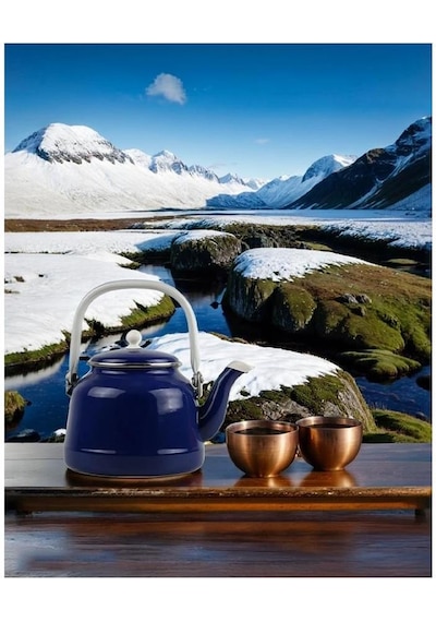 Alev Vintage Emaye Demlik Kettle 1,5lt Lacivert Lacivert