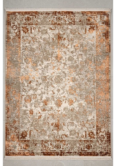 Antik  Eskitme İskandinav Vintage Lüks Viskon Halı Hm03 Terra Bakır