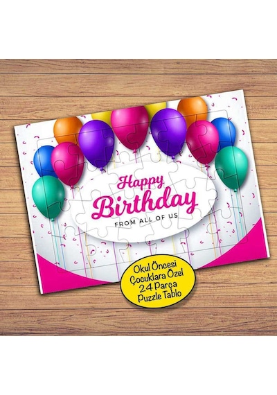 Renkli Balonlar-happy Birthday Çocuklara Özel Puzzle Yapboz Tablo-2148048034