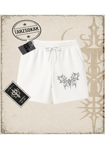 Tarzsokak Gotik & Grunge Streetwear Gothic Graphic Unisex Şort Beyaz