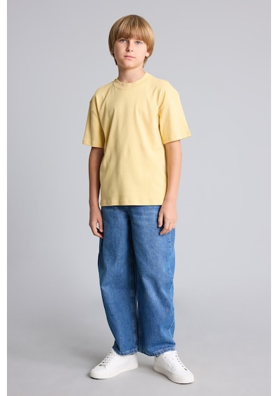 Defacto %100 Pamuk Oversize Bisiklet Yaka Kısa Kollu Basic Erkek Çocuk Tişört. G6486a826auyl506 Sarı-yl506