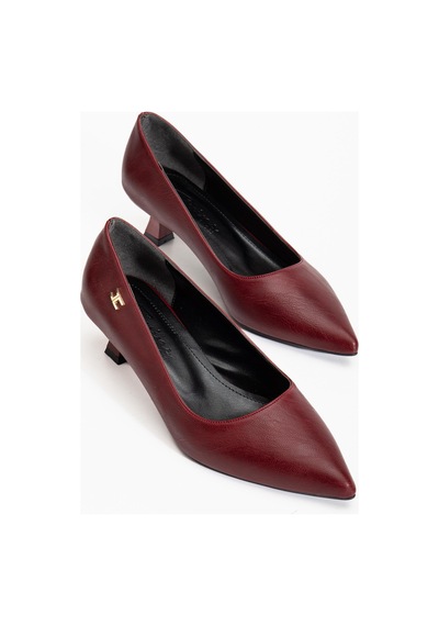 Suins Molina Model Kadın Mini Topuklu Stiletto Ayakkabı Bordo