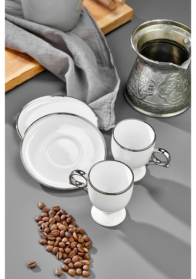 Cooker Zenora 2 Kişilik 90 Ml Porselen Kahve Fincan Takımı Ckr4527 Gümüş