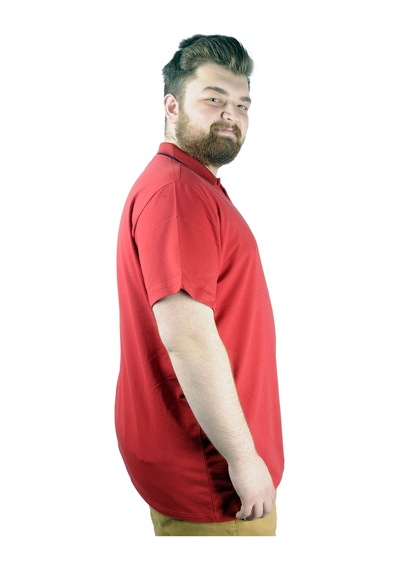 Mode Xl Büyük Beden T Shirt Polo Likralı Süprem Cepli 21558 Bordo 001