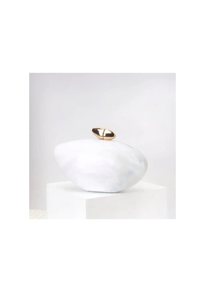 Lilly Opaline Pearly Minaudière Zincir Askılı Davet Çantası Beyaz Beyaz