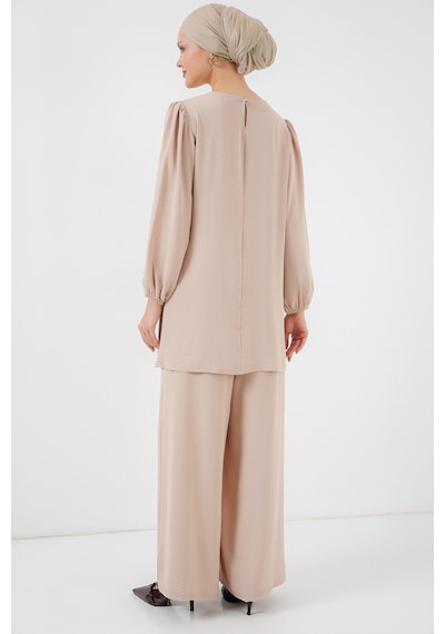 Ayrobin Tunik Pantolon Alt Üst Takım 6712 - Krem Krem