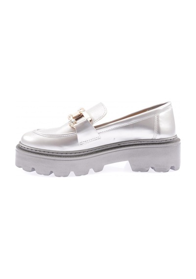 Dgn 1001 Kadin Kristal Taşli Aksesuarli Loafer Ayakkabi 1001-2231-R0626 Gümüş