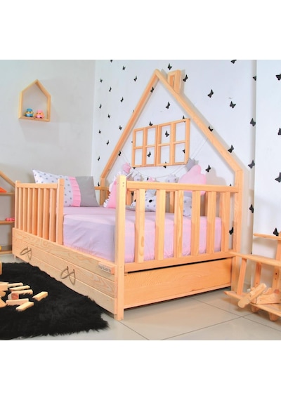 Markaawm Markaawm Montessori Çocuk Yatak Yavrulu 90X190 Karyola Ağacı Akçaağaç