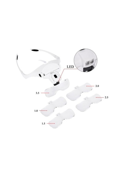 Nikula-5 Lens 1.0x-3.5x, 2led Işıklı Ile Ayarlanabilir Gözlük Büyüteç9892b2