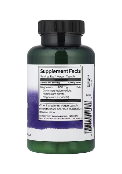 Swanson Triple Magnesium Magnezyum Citrate , Oxide Complex Muscle And Bone 400 Mg 100 Vegan Caps