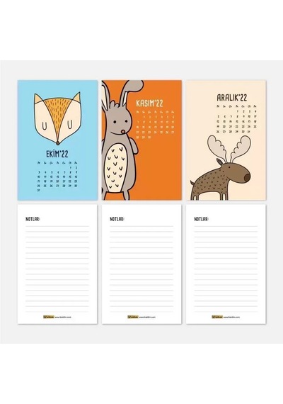 Hayvanlı Takvim Haftalık Planlayıcı 2027 Masa Takvimi Kırmızı
