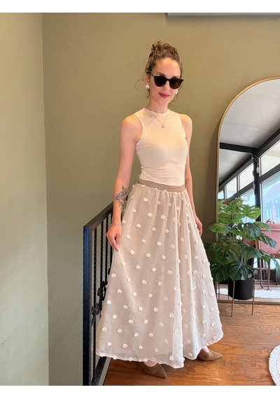 Ali Butik Krem Pauntiyeli Şifon Etek