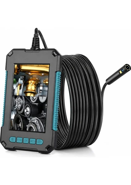 10 Metre Çift Kameralı Ekranlı Endoskop Kamera 4.3'' Ips Lcd 1080p Hd 8mm Ip67 Su Geçirmez Boru Tesisat Araç Kontrol İçin