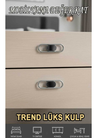 Lüks Trend 32 Mm 4 Adet Mobiya Yatak Odası Tv Ünitesi Konsol Çocuk Ve Genç Odası Kulp Krom