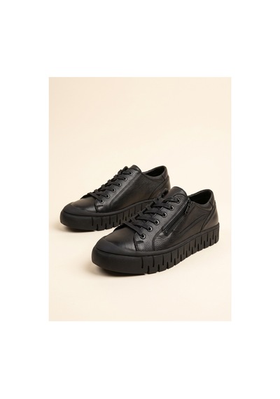 Bafaş Ayakkabı 038043 Siyah Hakiki Dana Derisi Fermuarlı Erkek Sneaker Md-siyah