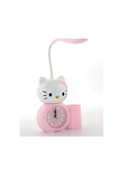 Hello Kitty Masa Lambası Saat Ve Kalemlik Pembe