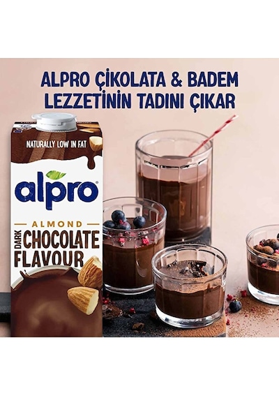 Alpro Bitter Çikolata Badem Sütü 4x1 L Vegan Laktozsuz Bitkisel B