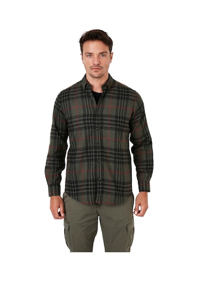 Buratti Ekoseli Uzun Kollu Slim Fit Kışlık Erkek Gömlek Cf21W112844 Haki
