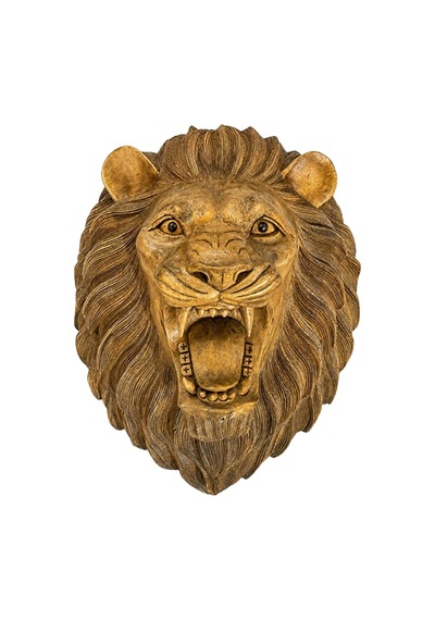 Maun Ağacı Ahşap El Oyması Aslan Büstü 50 Cm No.8 Standart