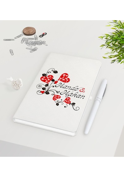 Kişiye Özel Sevgililer Günü Beyaz Defter Kalem Seti-2