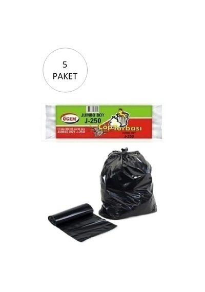 J-250 Jumbo Boy Çöp Torbası 80 X 110 Cm 10 Lu Rulo X 5 Paket 50 Adet Siyah