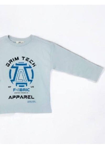 Çikoby Erkek Çocuk Grim Tech Yazılı İnce Uzun Kollu Pamuklu Tshirt-14867 Gri