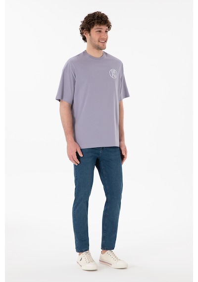 U.S. Polo Assn. Erkek Oversize Fit Bisiklet Yaka Gri Tişört 50305904-VR024