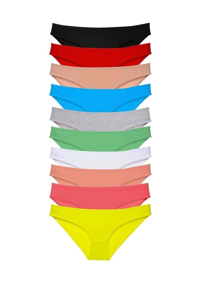 10 Adet Süper Eko Set Likralı Kadın Slip Külot Çok Renkli Çok Renkli