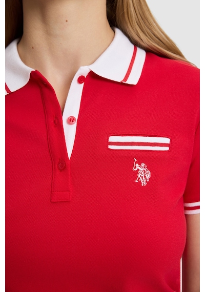 U.S. Polo Assn. Kadın Kırmızı Polo Yaka Basic Tişört 50323455-vr171 Basıc Kırmızı