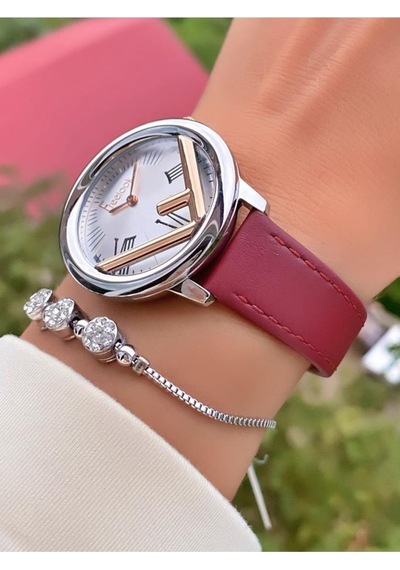 Freelook Mrd11464 Bordo Renk Deri Kordon Kadın Kol Saati Bileklik Hediyeli