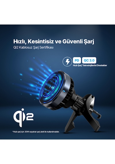 Ttec AirCharger Drive Pro Qi2 MagSafe Araç İçi Telefon Tutucu