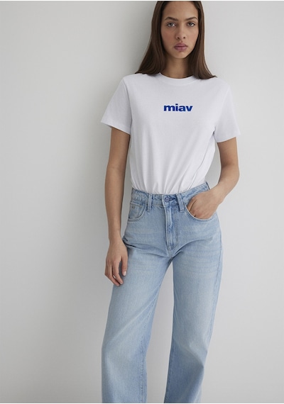 Mavi - Miav Baskılı Beyaz Tişört 1610622-620 Beyaz
