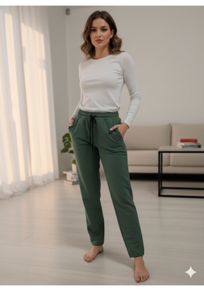 Muzon Eşofman Altı Yüksel Bel Düz Paça Cepli Unisex 3 İpli Şardonsuz Siyah