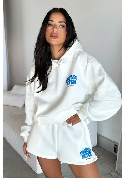 Thatsofetch Series 5 Sweatshirt - Beyaz Baskılı Oversize Kapüşonlu Beyaz
