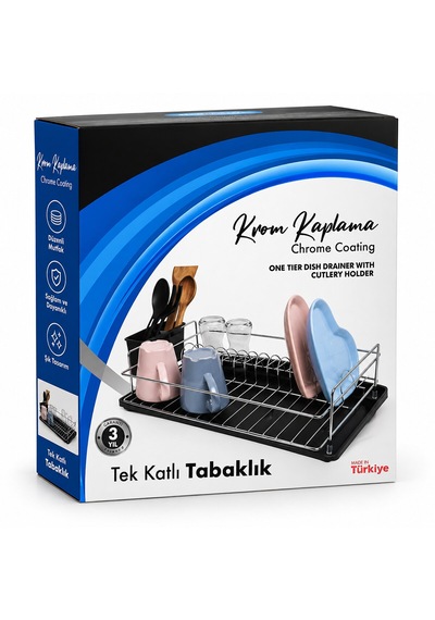 Krom Tek Katlı Tabaklık - Bulaşıklık 5492 Çr