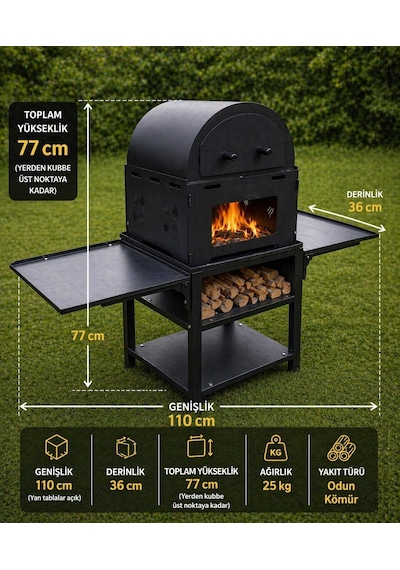 Tezgâhlı Fırınlı Barbekü Siyah
