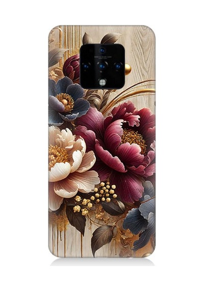 Tecno Camon 16 Uyumlu Ahşap Üzerinde Gölge Çiçekler Desenli Silikon Kılıf Çok Renkli