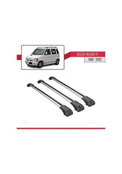 Suzuki Wagon R+ 1998-2003 Arası İle Uyumlu Ace-1 Ara Atkı Tavan Barı Gri 3 Adet Bar