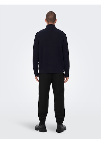 Only & Sons Onsphil Reg 12 Struc Roll Neck Knit Noos Erkek Mavi Kazak - 22023202
