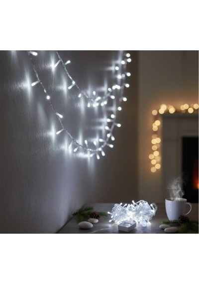 Damla Uçlu Beyaz Işık Şeffaf Kablo 10m 100 Led 0.05 M
