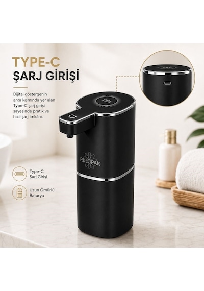 403837 Sensörlü Tezgahüstü Köpük Sabun Dispenseri Siyah