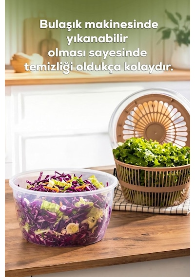 G-25 Gondol Vega Pratik Salata Kurutucu - Meyve Sebze Yeşillik Yıkama Kurutma Kabı Cappuccino Diğer
