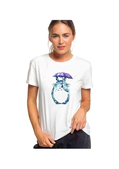 My Neighbor Komşum Totoro Baskılı Beyaz Kadın Tshirt (534307391)