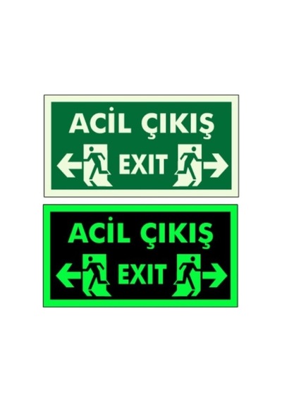 Fosforlu Acil Çıkış Exıt Yön Levhası Yönlendirme Levhası Fosforlu Fotolümen