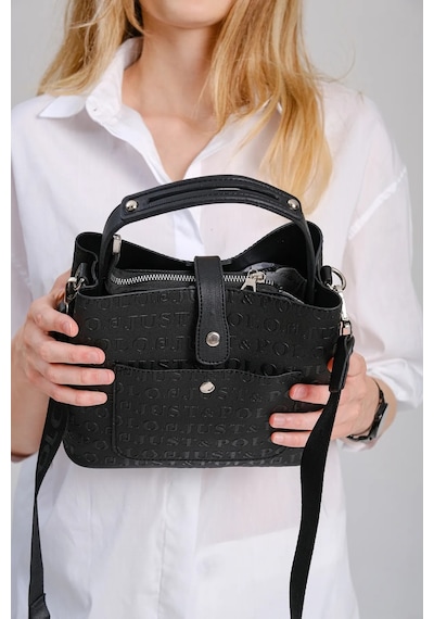 Just Polo Kadın Orijinal Just Polo 3 Bölmeli Ayarlanabilir Askılı Şık El & Omuz Çantası Shoulder Bag Siyah